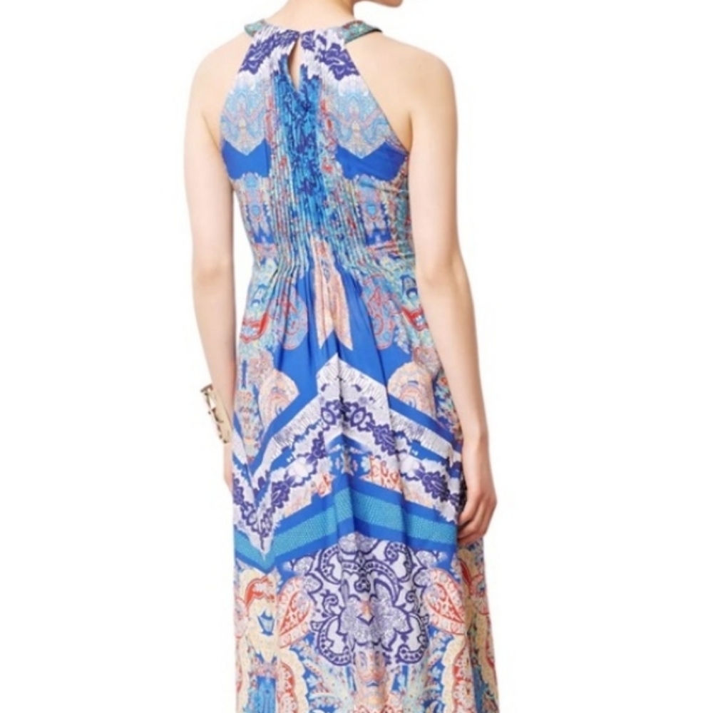 Ranna Gill Boteh Maxi Dress 6 Pleated Embroidered Rhinestone Multicolor - Picture 4 of 13